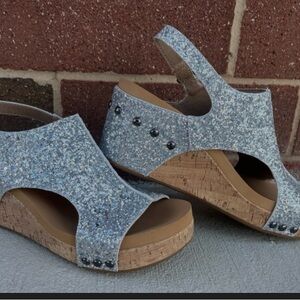 Blue Wedge Shoes with Comfort Cork Sole
